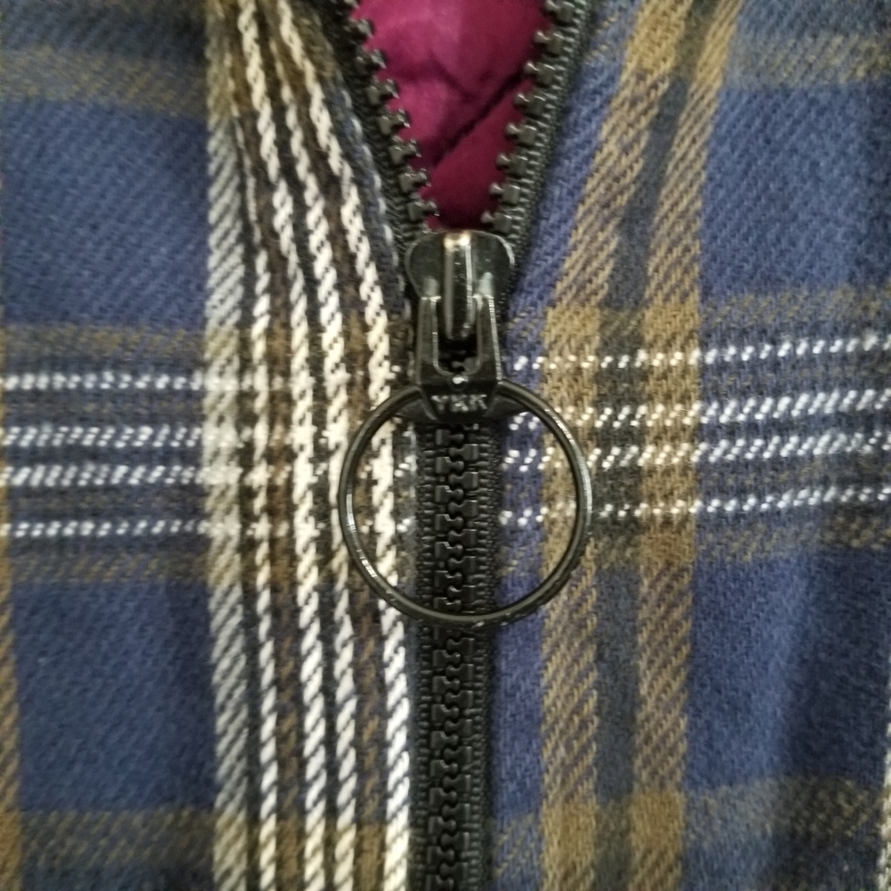 Vintage 100% Cotton Plaid Zip Up Jacket Size Large - Picture 2 of 9